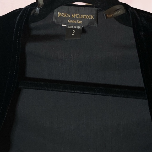 Jessica McClintock - Y2K - Jet Black Velvety Formal Cropped Shrug Cover Sweater - Picture 3 of 5